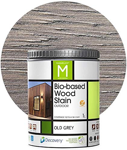 Barniz Madera Exterior | Color Old Grey | 1 Litro | Barniz ecológico para todo tipo de Madera | Lasur Madera Exterior | Flexible y transpirable, resistente al agua y al moho