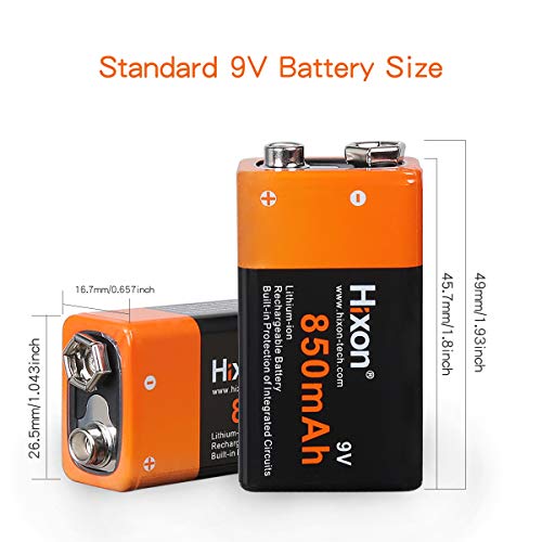 Batería Recargable Li-Ione Hixon 9V 850mAh para Sistema de Alarma Multímetro Detector de Humo…