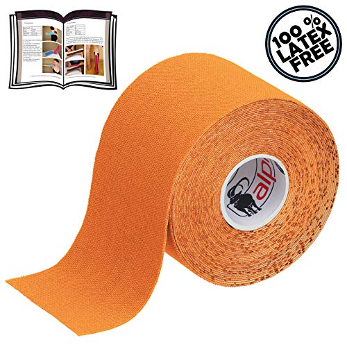 BB Sport 12 Rollos Cinta Kinesiología Tape 5 m x 5 cm Cinta Muscular E- Book Ejemplos Aplicación, Color:naranja