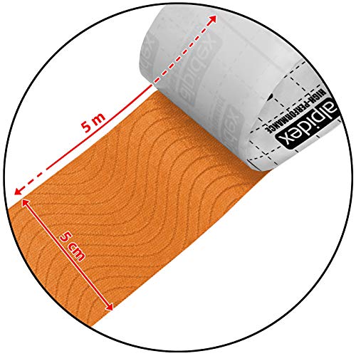 BB Sport 12 Rollos Cinta Kinesiología Tape 5 m x 5 cm Cinta Muscular E- Book Ejemplos Aplicación, Color:naranja