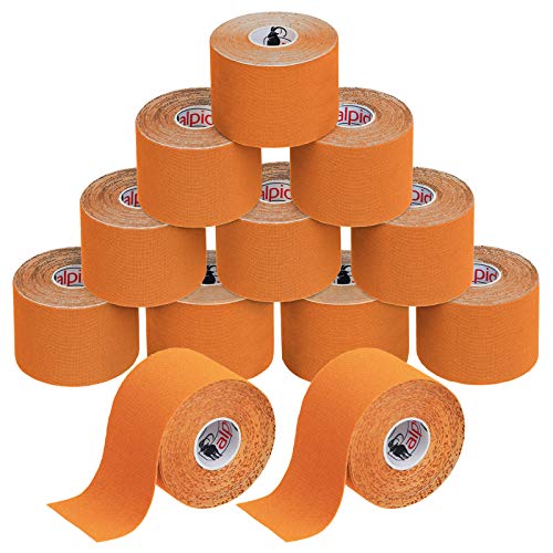 BB Sport 12 Rollos Cinta Kinesiología Tape 5 m x 5 cm Cinta Muscular E- Book Ejemplos Aplicación, Color:naranja