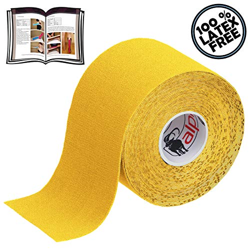 BB Sport 6 Rollos Cinta Kinesiología Tape 5 m x 5 cm Cinta Muscular E- Book Ejemplos Aplicación, Color:amarillo