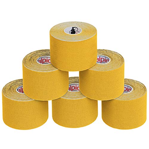 BB Sport 6 Rollos Cinta Kinesiología Tape 5 m x 5 cm Cinta Muscular E- Book Ejemplos Aplicación, Color:amarillo