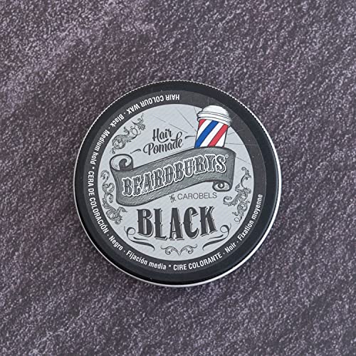 Beardburys Color Hair Wax Black, Cera de Color para el Pelo, Color Negro, Fijación Baja y Brillo Medio, 100ml