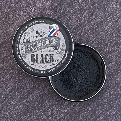 Beardburys Color Hair Wax Black, Cera de Color para el Pelo, Color Negro, Fijación Baja y Brillo Medio, 100ml