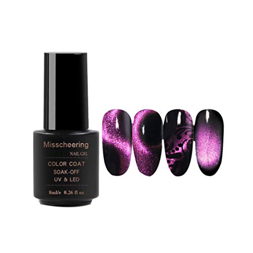 Beaupretty Esmalte de uñas de gel de ojo de gato magnético 5d esmalte de gel magnético uv magnético de 5d esmalte de gel galaxy glitter de 8 ml para peinado de uñas (5d03)