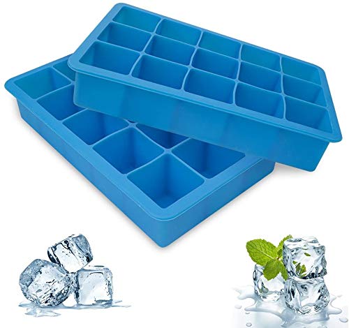 bedee Cubitera Hielo,2pcs Moldes para Cubitos de Hielo,Molde Silicona Sin BPA, para Congelarse Alimentos para Bebés, Cola,Cócteles Cola Whisky (Azul)