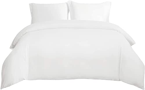 Bedsure Funda Nórdica Cama 150 - Funda Edredon Cama 135 Lisa Suave, Ropa de Cama 220x230 cm con 2 Fundas Almohadas 40x75 cm, 3 Piezas, Blanca