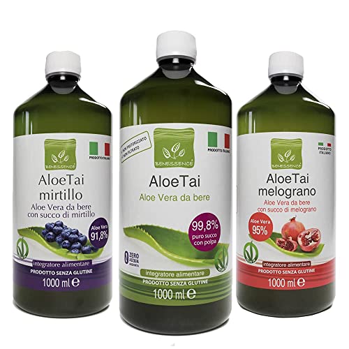 Benessence - Jugo puro de Aloe Vera + Aloe y Granada + Aloe y Arándano - 3L