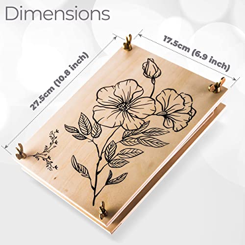 Berstuk Prensa de flores de madera para adultos – Este kit de prensa de flores grande mide 27,5 x 17,5 cm – Gran regalo para cualquier persona que ama las flores prensadas, artes y manualidades