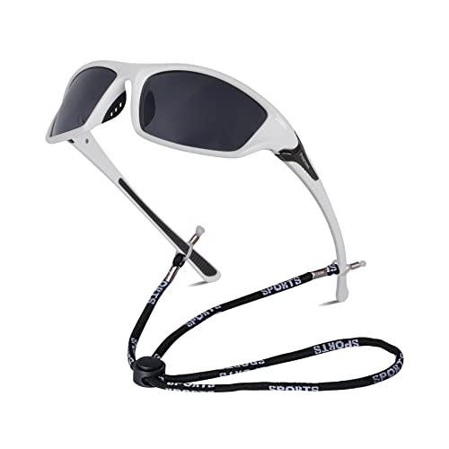 besbomig Gafas de Sol Polarizadas para Ciclismo, Protección UV400 Ligeras, Mujer Hombre Gafas de Sol Deportivas con Correa de Cuerda, para Conducir, Correr, Pescar, Golf