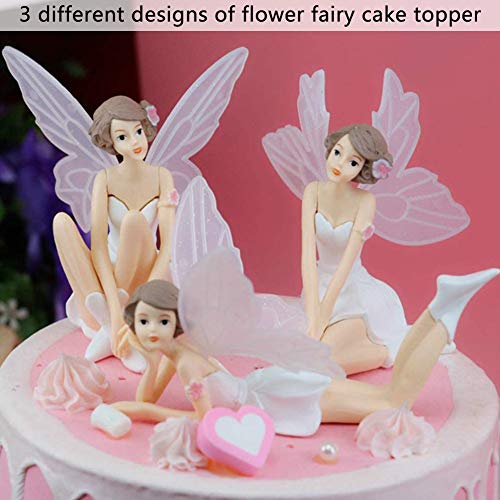 BESLIME Flying Flower Fairy Garden DIY Miniatura, 3Pcs / Set Flying Flower Fairy Garden DIY Miniatura White Angel Flower Adornos Decoración del hogar Regalos de Dibujos Animados Blanco