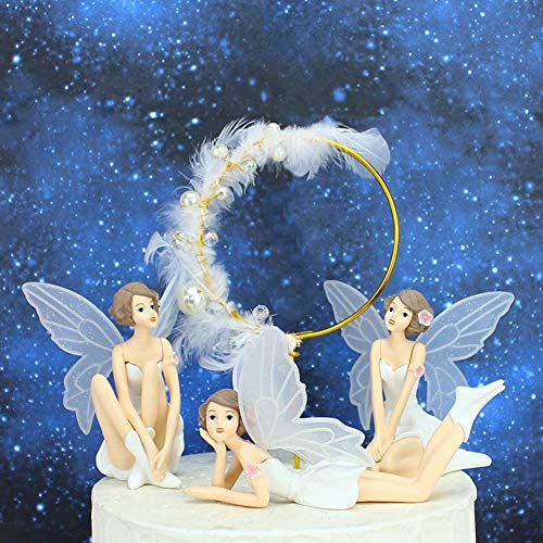 BESLIME Flying Flower Fairy Garden DIY Miniatura, 3Pcs / Set Flying Flower Fairy Garden DIY Miniatura White Angel Flower Adornos Decoración del hogar Regalos de Dibujos Animados Blanco