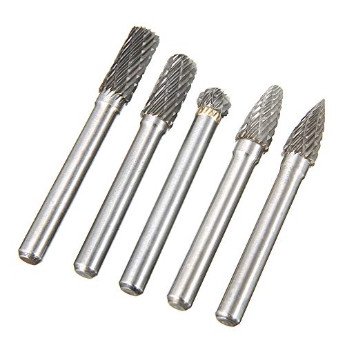 Bestgle 5 piezes rebabas rotativas Fresa de metal acero para moldeo de limas giratorias Double Lime aleación amoladora herramienta para Dremel 6 * 8 mm