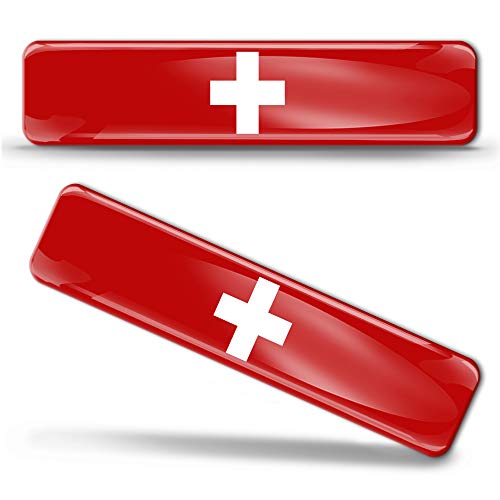 Biomar Labs® 2 pcs 3D Gel Pegatinas Bandera Nacional Suiza Swiss Switzerland Flag Thin Blue Line Silicona Adhesivo Autos Coches Motos Ciclomotores Bicicletas Ordenador Portátil F 23