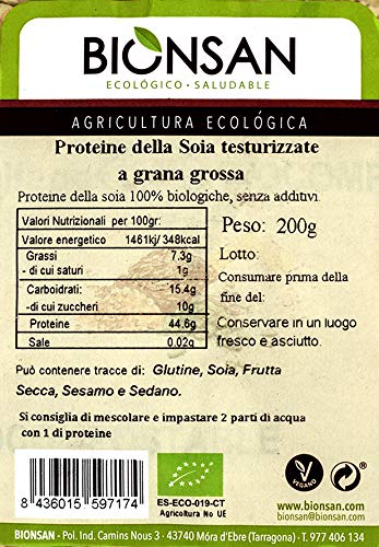 Bionsan Proteína de Soja Texturizada Gruesa | 1 Paquete de 200 gr