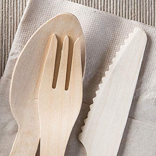 BIOZOYG Cuchillo desechable de Madera 100 Piezas 18cm | cubertería Cuchillo cuchillería de Madera Bio Desechables Vajillas Desechables Madera Desechables Cuchillo Madera una Vez