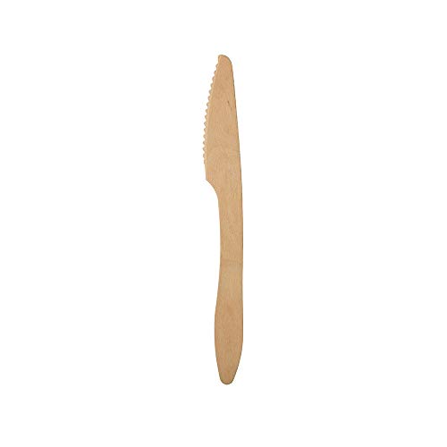 BIOZOYG Cuchillo desechable de Madera 100 Piezas 18cm | cubertería Cuchillo cuchillería de Madera Bio Desechables Vajillas Desechables Madera Desechables Cuchillo Madera una Vez