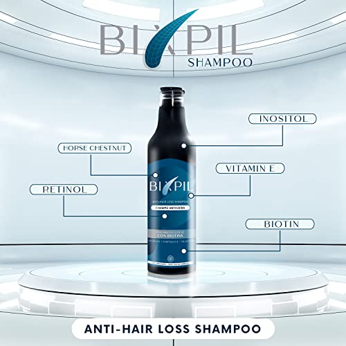 Bixpil - Champú Anticaída - Ayuda a reducir la caída del cabello y estimula el crecimiento - Revitaliza, Fortalece y Regenera - Tratamiento eficaz con 5 agentes activos - 500 ml.