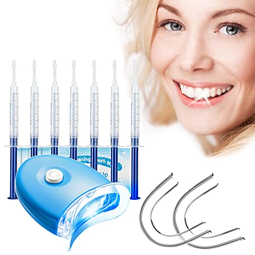 Blanqueador Dental Profesional Kit de Blanqueamiento Dental Teeth Whitening Kit,Para Manchas de Humo, Dientes Negros, Dientes Amarillos-10x3ML Gel, 1x Luz LED, 2x Bandeja Dental