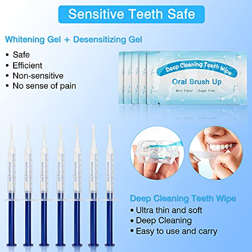 Blanqueador Dental Profesional Kit de Blanqueamiento Dental Teeth Whitening Kit,Para Manchas de Humo, Dientes Negros, Dientes Amarillos-10x3ML Gel, 1x Luz LED, 2x Bandeja Dental