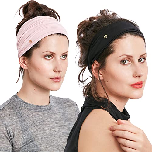 BLOM Pack de 2 Diadema Mujer Modelo Original - Turbantes para Mujer de Pelo para Yoga, Vestir, Deporte, Ejercicios – Cinta Pelo Mujer – Felpas Mujer Cabeza Elástico Que Absorbe el Sudor