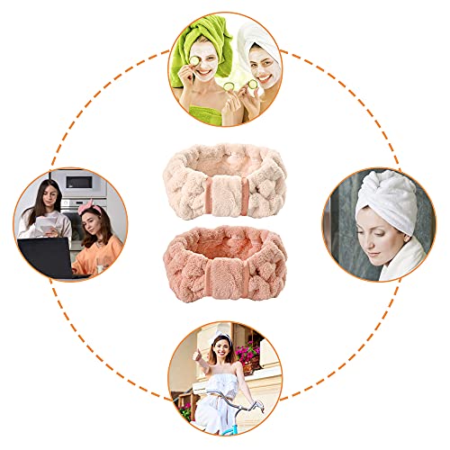 Bncxdc Diadema Maquillaje, SPA Diademas, 2 bandas envolturas elásticas para la cabeza de ducha de baño para mujeres y niñas, que se lavan la cara, spa, ducha, deportes, belleza, cuidado de la piel