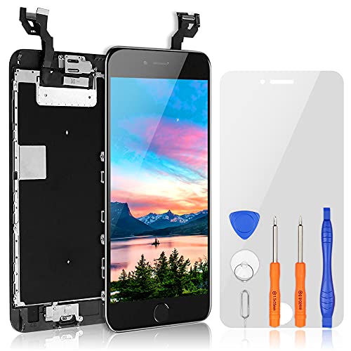 Bokman LCD Pantalla para iPhone 6s Plus Reemplazo de Pantalla LCD con Botón de Inicio, Cámara Frontal, Sensor Flex, Altavoz Auricular y Herramientas de Reparación(Negro)