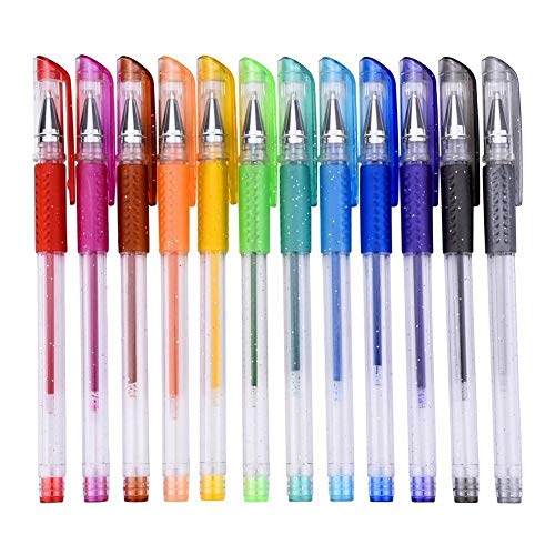 Bolígrafos de gel con purpurina, 12 bolígrafos de gel para colorear, bolígrafos de gel perfumados con purpurina, para libros de colorear, dibujar, colorear, garabatos y bosquejo (12 unidades)