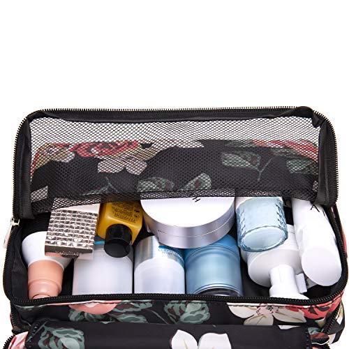 Bolsa de aseo colgante de viaje, organizador cosmético de maquillaje, para mujeres, niñas, niños, resistente al agua, Peonía Negra, Tamaño libre