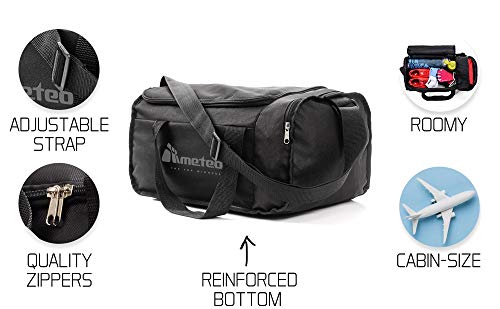 Bolsa de Deporte Gimnasio Fitness Viaje Vacaciones Deportiva - Bolso Universal con Bandolera - Bolsa plegada Ideal para jóvenes y Adultos, Hombre y Mujer 20L y 40L (Negro2, 20 L)