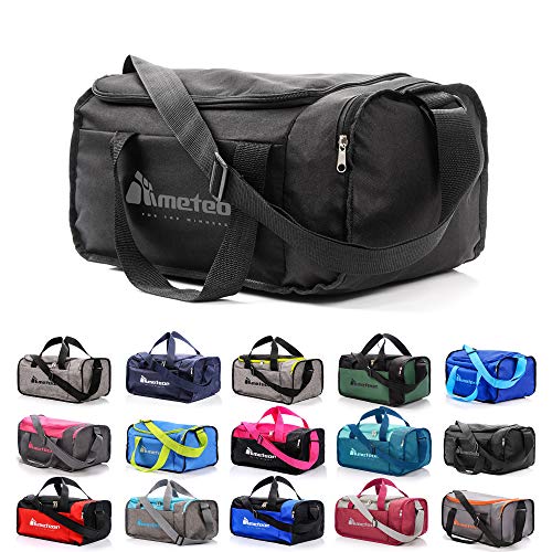 Bolsa de Deporte Gimnasio Fitness Viaje Vacaciones Deportiva - Bolso Universal con Bandolera - Bolsa plegada Ideal para jóvenes y Adultos, Hombre y Mujer 20L y 40L (Negro2, 20 L)