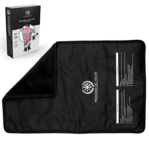 Bolsa Extra-Grande de Gel Frío y Calor Reutilizable - Alivio del Dolor (60x38 cm) con Tela Extra-Suave 100% Comfort - Recuperación Lesiones: Espalda, Piernas, Brazos, Cuello y Abdomen