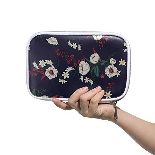 Bolsas de maquillaje grandes para mujeres Motivos botánicos florales Estuche de maquillaje de flores Estuche de lápices para niña Funda de maquillaje multifuncional Niños para hombres Mujeres