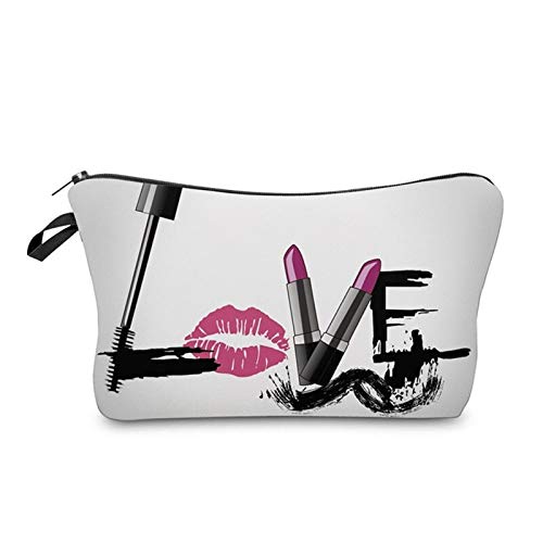 Bolso de Cosméticos Moda Mujeres Cosmetic Bolsa Labios Patrón Impreso Bolsa de Maquillaje Para Lady Fiesta Bolsa De Almacenamiento Portátil Bolsa De Maquillaje Hermosa Venta Hermosa Hogar, viajes, alm