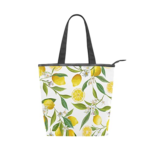 Bolso de mano de gran capacidad a la moda, fruta fresca, limón amarillo, limas, bolsos informales para mujer, trabajo, viaje, compras, 11 × 4 × 13,6 pulgadas