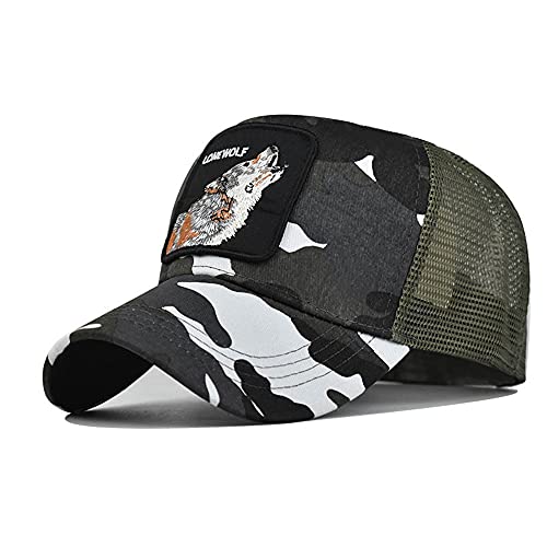 Bonfor Gorras de Hombre Beisbol Bordado de Lobo Malla, Gorras de Hombre Verano Transpirable Baratas, Sombrero Mujer para Unisex Adulto TMOYJPX (I, 54-60 CM, Numeric_54)