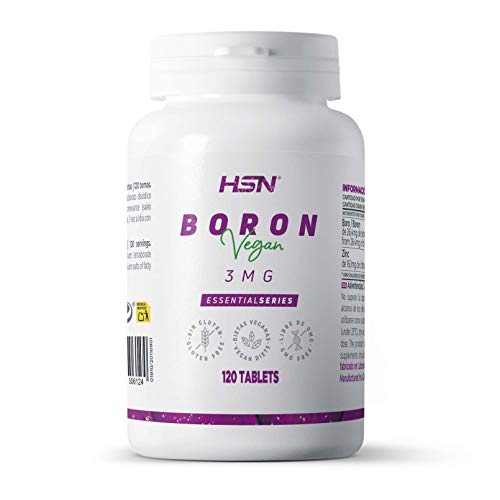 Boro de HSN | 3mg | Alta biodisponibilidad en forma de Borato Sódico | Oligoelemento Esencial | Con Zinc | No-GMO, Vegano, Sin Lactosa | 120 Tabletas