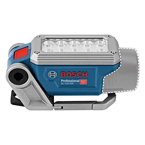 Bosch Professional 12V System linterna de obra a batería GLI 12V-330 (330 lúmenes, 0,3 kg, 2 ajustes de luminosidad, sin baterías ni cargador, en caja)