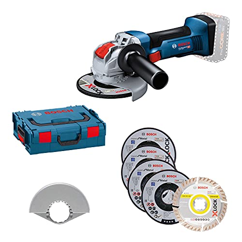 Bosch Professional 18V System Amoladora angular GWX 18V-8 (disco Ø 125 mm, con montaje X-Lock, incl. juego de discos de corte y amolado de 5 piezas, en L-BOXX 136) - Amazon Exclusive Set