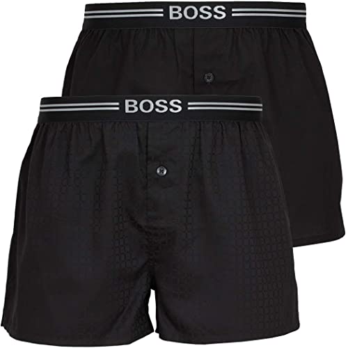 BOSS 2 EW Calzoncillos Tipo bóxer para Hombre, 002 Black/Black Checked, L (Pack de 2)