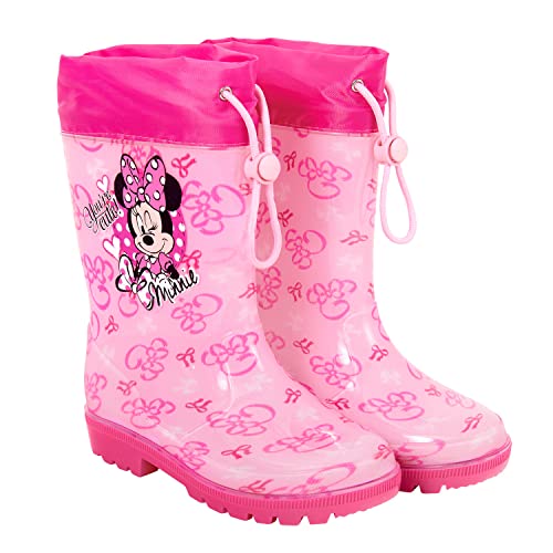 Botas de Agua Niña Minnie Mouse Rosa Fucsia - Calzados de Lluvia Niñas Disney Minni con Suela Antideslizante - Botas Impermeables Rosa Fucsia Cierre con Cordón Material PVC (Rosa y Fucsia, numeric_22)