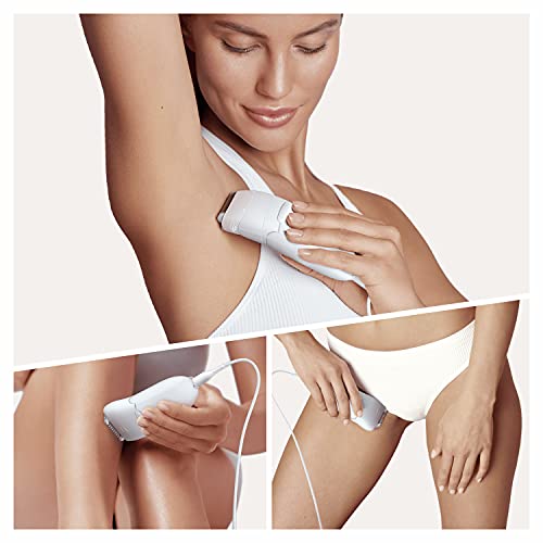 Braun Silk-épil 5-825 Power, Depiladora Eléctrica Mujer, Depilación Suave, Energía Ininterrumpida Con Cable, Cabezal De Rasurado, Capuchón De Recorte Y Perfiladora Zona Bikini, Blanco/Morado