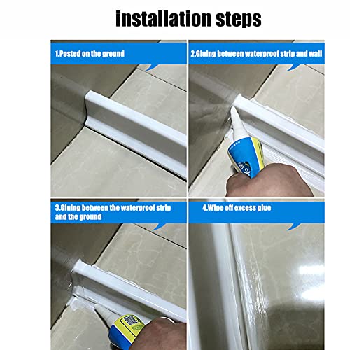 Brawdress New Collapsible Threshold Water Dam, Bathroom Water Stopper Flood Bath Shower Barrier Dry and Wet Separation Shower Threshold Water Barrier Strip for Bathroom Kitchen and More