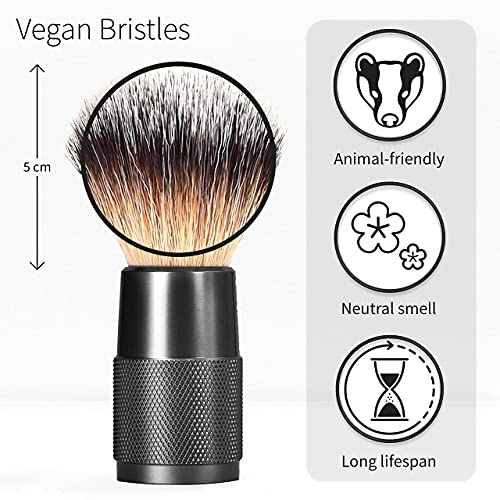 Brocha Afeitar Sintética Negra | Brocha De Afeitar Vegana | Brocha de Afeitar Para Hombres y Mujeres | Brocha Para Jabón De Afeitar | Brocha Ecológica De Afeitado Clásico | Bambaw