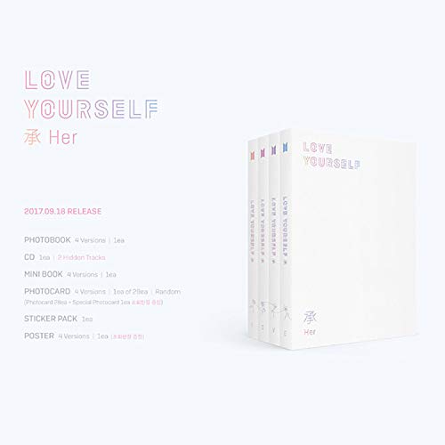 BTS 5th Mini Album - LOVE YOURSELF 轉 HER [ V ver. ] CD + Photobook + Mini Book + Photocard + Sticker Pack + Folded Poster + FREE GIFT / K-POP Sealed