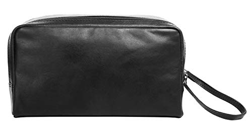 Bugatti Corso Neceser Hombre Piel, Bolsa de Aseo Elegante - Negro