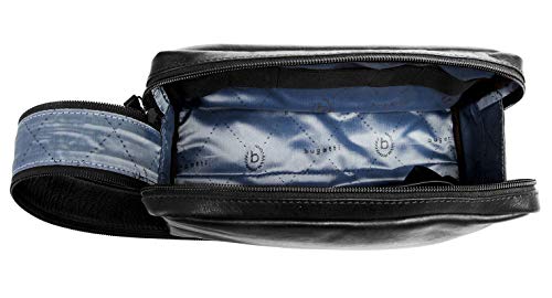 Bugatti Corso Neceser Hombre Piel, Bolsa de Aseo Elegante - Negro