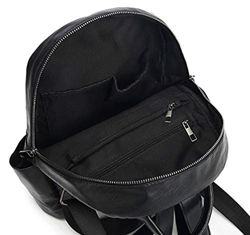 BUKESIYI Mujer Bolsos Mochila Niña Vestir Antirobo Pequeña Casual Bandolera Portatil PU Cuero Piel CCES78304 Fekete