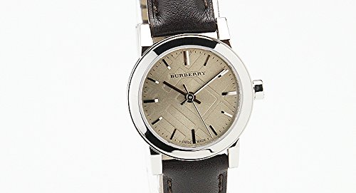 Burberry Reloj suizo de lujo para mujer niña de la ciudad marrón auténtico cuero crema dial bu9208